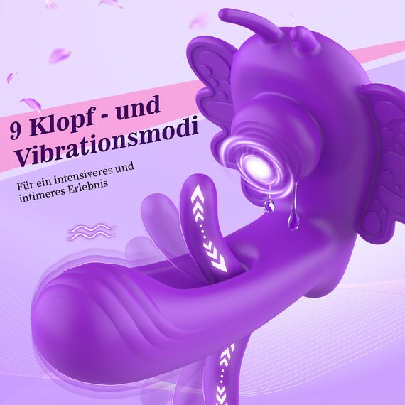 G Punkt Vibration für Frauen Klitoris, 3 in 1 Dildo Vibrator mit 9 Vibrations, 9 Flattermodi, Clitoris Vibrator Sex Spielzeug, Sex Toy für Klitoris Brustwarze Stimulator für Paare APP-Fernbedienung