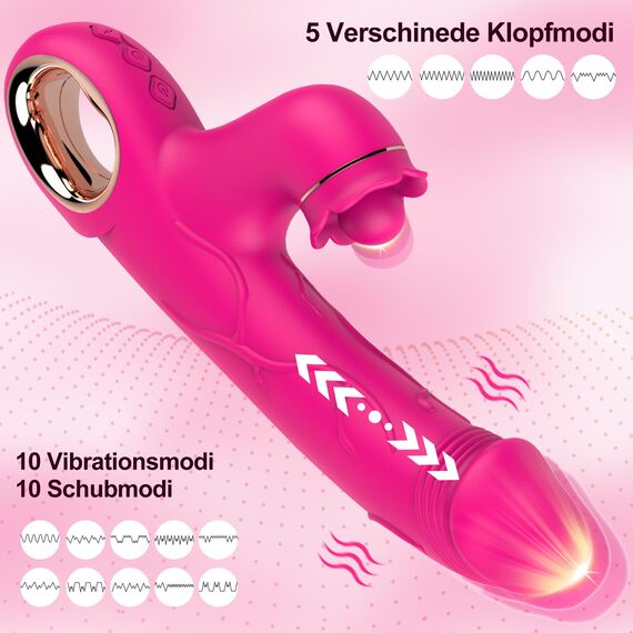 Rabbit Vibratoren mit Klitorisstimulation Vibration für Frauen, Dildo Vibrator Klitoris Stimulator für Sie G Punkt Sex Spielzeug für die Damen 10 Vib/Leck/Teleskop Analvibrator Erotik für Paare