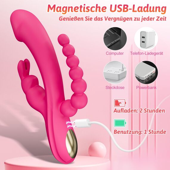 Vibrator für die Frau Dildo Sexspielzeug - 3 in 1 G Punkt Vibrator mit 10 Vibrationen & 10 Pulsationsmodi, diskretes Design Sexspielzeug für Frauen, Klitoris Vibratoren Frauen leise