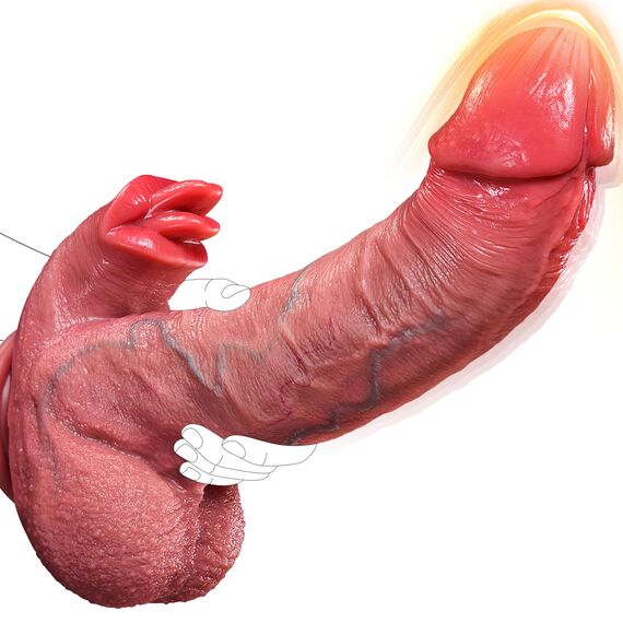 Dildo Vibrator Sex Spielzeug für Die Frau, 25.8cm Big Thick Realistische Dildo Vibration für Frauen mit 7 Schüben &10 Vibrations &Heiz &10 Leck Modi, Saugnapf Dildos für Paare G-Punkt Anale Penis