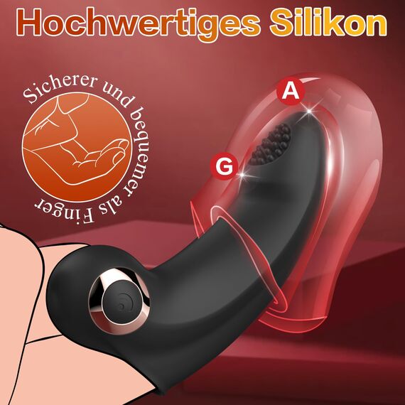 Yivans Fingervibrator für Sie Klitoris und G-Punkt mit 10 Vibrationsmodi, Erotik Sex Toy Tragbare Nippel Stimulator Fingerhülle mit Silikon Textur Bürste Sexspielzeug für Paare Frauen(Schwarz)
