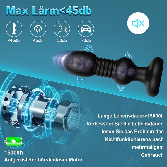 Analvibratoren für Mann Analplug Sexspielzeug Prostata Stimulation Massagegerät Anal Vibrator mit 5 Vibrationsmodi 5 Schubmodi Anal Dildo Vibrationen Buttplug mit Fernbedienung für Herren Frauen Paare