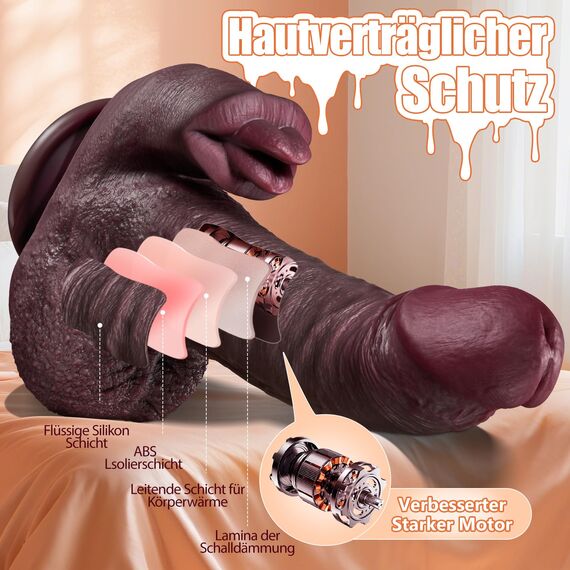 Vibrator Realistischer Dildo Sex Spielzeug für die Frau & Paare – 25,8 cm Saugnapf Dildo Penis, 7 Stoßmodi & 10 Vibrations- und Leckmustern für Klitoris, G-Punkt & Anus, Vibratorenset für Frauen Solo