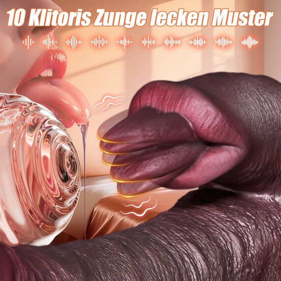 Vibrator Realistischer Dildo Sex Spielzeug für die Frau & Paare – 25,8 cm Saugnapf Dildo Penis, 7 Stoßmodi & 10 Vibrations- und Leckmustern für Klitoris, G-Punkt & Anus, Vibratorenset für Frauen Solo