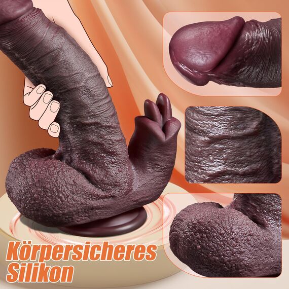 Vibrator Realistischer Dildo Sex Spielzeug für die Frau & Paare – 25,8 cm Saugnapf Dildo Penis, 7 Stoßmodi & 10 Vibrations- und Leckmustern für Klitoris, G-Punkt & Anus, Vibratorenset für Frauen Solo