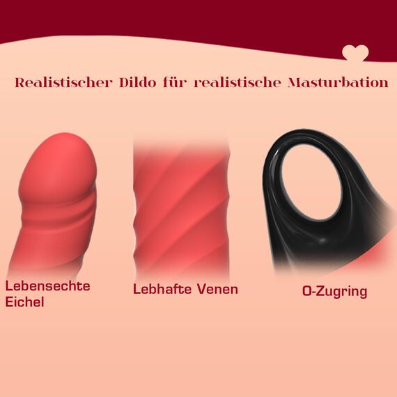 Dildo Vibrator Stoßfunktion, 3 in 1 G Punkt Vibration für Frauen Klitoris, Sex Spielzeug für die Frau Paare Extrem, Realistische Silikon Anal Dildo, Budoli Sexspielzeug 3 Stoss 5 Lecken 10 Vibrationen
