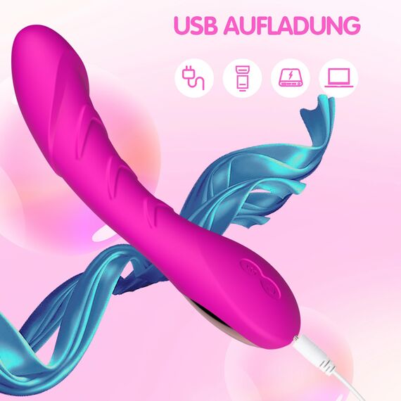 Klassischer G-Punkt Vibrator Vibratoren für sie Sexspielzeug für sie Klitoris Stimulator leise, Silikon Realistische Dildo Extrem 12 Vibration Modi Sexspielzeug (Rot-Lila)