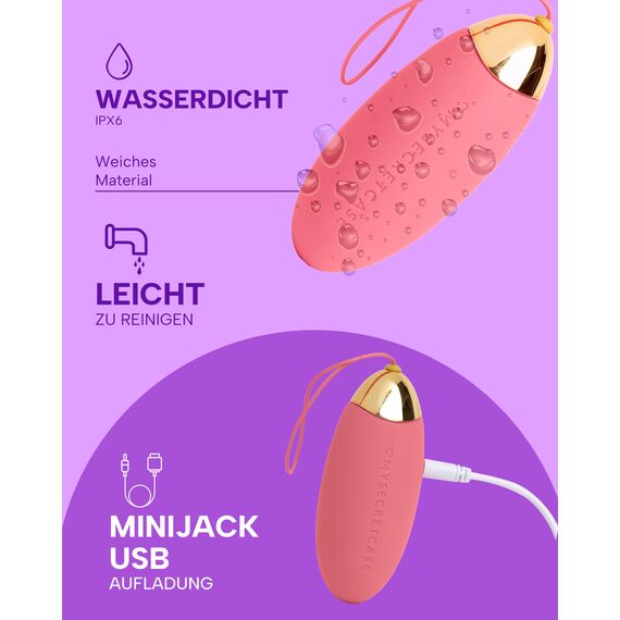 MySecretCase Vibrator Mit Fernbedienung 9 Vibrationen Vibro Eier für Frauen Beckenbodentrainer für Frau Sextoys Liebeskugeln für die Frau Vibrator Ferngesteuert Wasserdicht