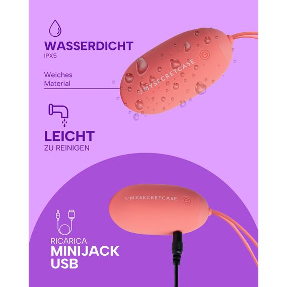 MySecretCase Vibrator Ferngesteuert Vibrator Mit Fernbedienung 7 Vibrationsmodi + 3 Intensitätsstufen Vibro Eier für Frauen Beckenbodentrainer für Frau Sextoys Liebeskugeln für die Frau Wasserdicht