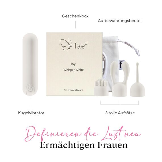Fae Mini Vibration für Frauen - Klitoris und G-Punkt Stimulator mit 10 Vibrationsmodi & 3 Aufsätzen Sexspielzeug, Stimulator Sex Toy Vibratorensets - Joy Serie, Whisper White