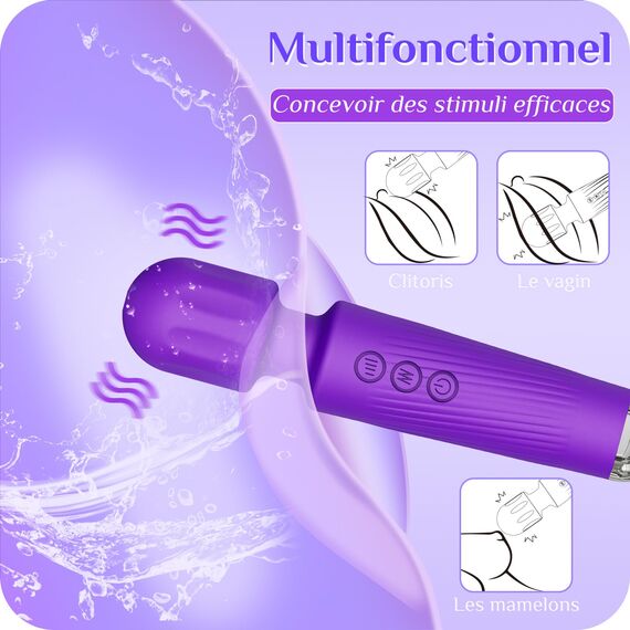 Vibrator Vibration für frauen, Dildo mit 8 Vibrationsintensitäten, Sex spielzeug für die frau paare 20 Vibrationsfrequenzen, Vibratorensets für frauen klitoris stimulator für sie Massagestab (Lila)