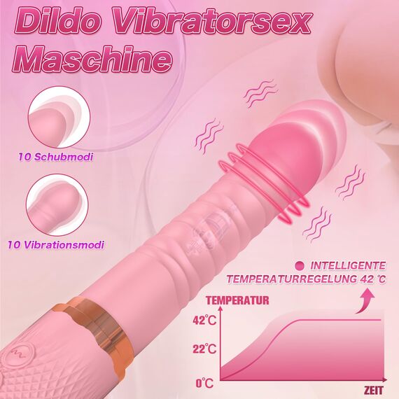 YQlove Vibrator für Frauen Vibrator zur G-Punkt, Anal Klitorisstimulation mit 10 Stoß und 10 Vibrationsmodi und Heizfunktion, Sexspielzeug aus Silikon mit starkem Saugnapf für freihändiges Spielen