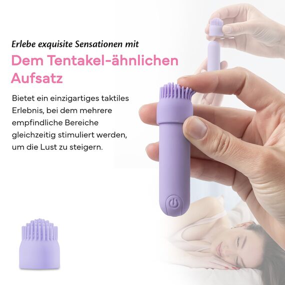 Fae Mini Vibration für Frauen - Klitoris und G-Punkt Stimulator mit 10 Vibrationsmodi & 3 Aufsätzen Sexspielzeug, Stimulator Sex Toy Vibratorensets - Joy Serie, Periwinkle Purple