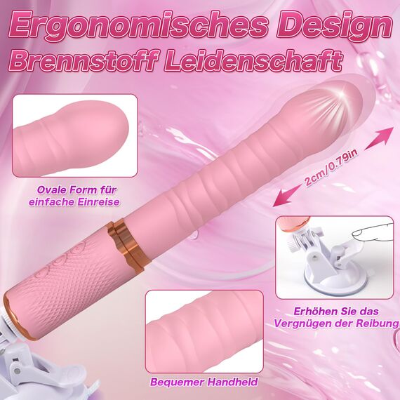 YQlove Vibrator für Frauen Vibrator zur G-Punkt, Anal Klitorisstimulation mit 10 Stoß und 10 Vibrationsmodi und Heizfunktion, Sexspielzeug aus Silikon mit starkem Saugnapf für freihändiges Spielen