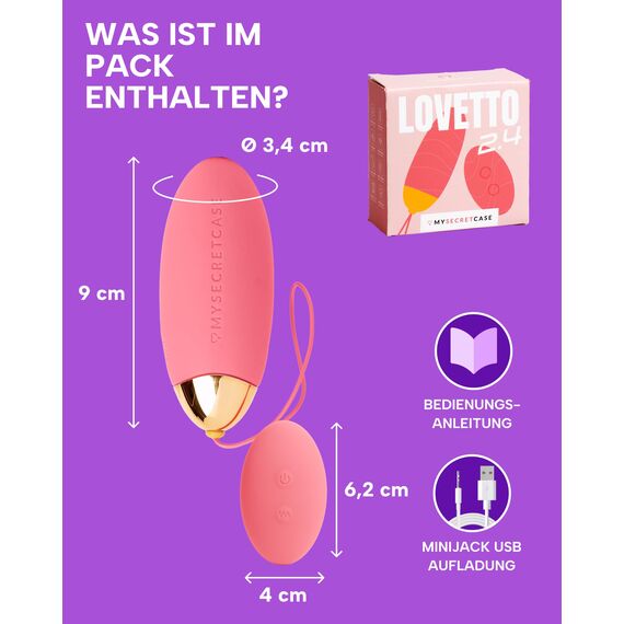 MySecretCase Vibrator Mit Fernbedienung 9 Vibrationen Vibro Eier für Frauen Beckenbodentrainer für Frau Sextoys Liebeskugeln für die Frau Vibrator Ferngesteuert Wasserdicht