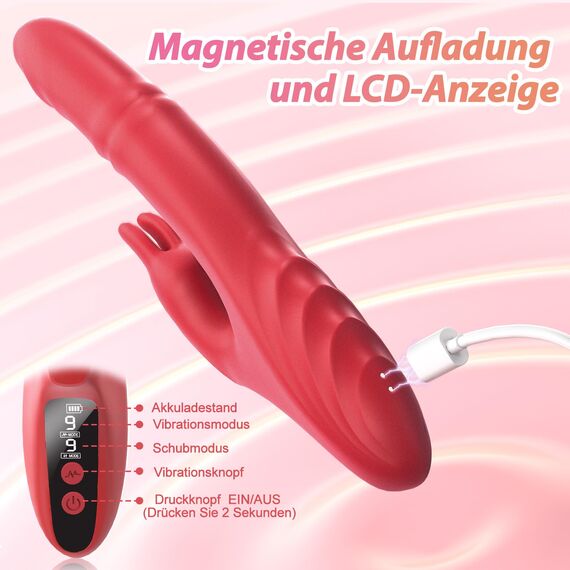 Vibrator Sex Spielzeug für die Frau Paare - Erotisches Sexspielzeug Anal Dildo Vibratorensets für Sie, G Punkt Vibratoren Sex Toys with 9 Stoßfunktion & Vibration, Vibratorstarb Frauen Toyset Klitoris