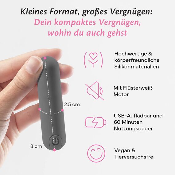 Fae Mini Vibration für Frauen - Klitoris und G-Punkt Stimulator mit 10 Vibrationsmodi & 3 Aufsätzen Sexspielzeug, Stimulator Sex Toy Vibratorensets - Joy Serie, Moon Mist