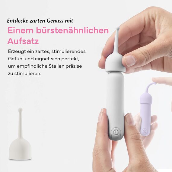 Fae Mini Vibration für Frauen - Klitoris und G-Punkt Stimulator mit 10 Vibrationsmodi & 3 Aufsätzen Sexspielzeug, Stimulator Sex Toy Vibratorensets - Joy Serie, Whisper White