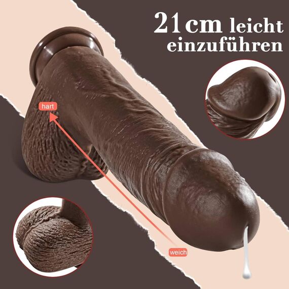 HIVEFUN Realistische Vibratoren Dildo, 21cm Diloschwanz für Frauen Vibration für Frauen Penis Vibrator, Dildos Sextoysets für Damen mit Stoßfunktion 360° Rotierender und 40 ℃ Heizung Dunkelbraun