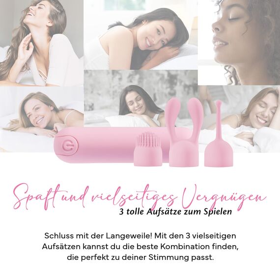 Fae Mini Vibration für Frauen - Klitoris und G-Punkt Stimulator mit 10 Vibrationsmodi & 3 Aufsätzen Sexspielzeug, Stimulator Sex Toy Vibratorensets - Joy Serie, Blushing Bride