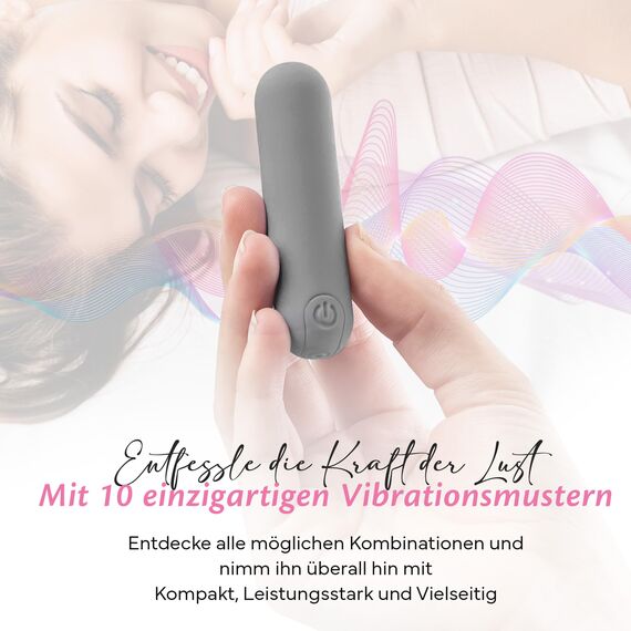 Fae Mini Vibration für Frauen - Klitoris und G-Punkt Stimulator mit 10 Vibrationsmodi & 3 Aufsätzen Sexspielzeug, Stimulator Sex Toy Vibratorensets - Joy Serie, Moon Mist