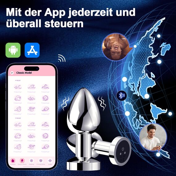 Metall Anal Vibrator Analplug mit 10 Vibrationsmodi mit APP und Fernbedienung Buttplug Dildo Vibratorstarb Prostata Stimulator Vibratoren Sex Toys Sexspielzeug für Anfänger Männer Frauen Paare