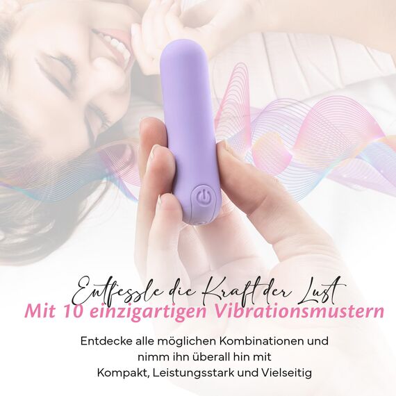 Fae Mini Vibration für Frauen - Klitoris und G-Punkt Stimulator mit 10 Vibrationsmodi & 3 Aufsätzen Sexspielzeug, Stimulator Sex Toy Vibratorensets - Joy Serie, Periwinkle Purple
