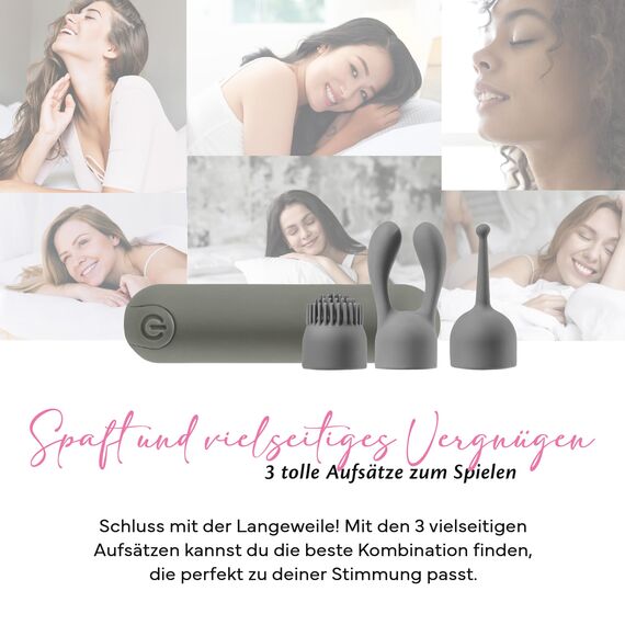 Fae Mini Vibration für Frauen - Klitoris und G-Punkt Stimulator mit 10 Vibrationsmodi & 3 Aufsätzen Sexspielzeug, Stimulator Sex Toy Vibratorensets - Joy Serie, Moon Mist