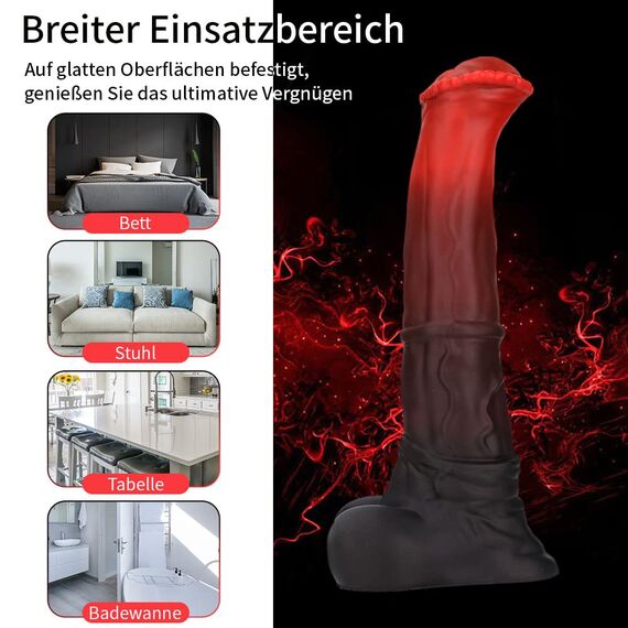 Nothosaur CONOLA (mit Schlauch) 34cm Fantasy Horse Dildo, Platin Silikon Tier Dildo mit texturiertem Kopf & Venen Schaft, Dicke Monster Anal Dildos mit starkem Saugtasch für G-Spot, Prostata