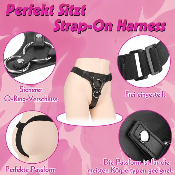 Meeteel 16cm Strap On Umschnalldildos für Manner, Realistischer Dildo mit Starke Saugnapf SM Masturbator Bondage Sextoy Adjustable Harness Dildo Sexspielzeug für Anfänger Frauen Männer