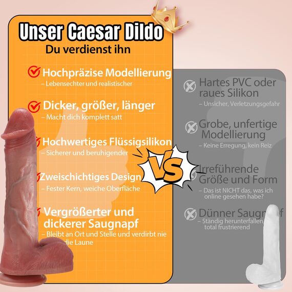 PRONFANS 27.5CM Realistischer Dildo Klassische Dildos Sex Spielzeug für die Frau Paare Solo Mit Starkem Saugnapf Sexspielzeug Analdildo Penis Dildos aus Weichem Silikon Sex Toy