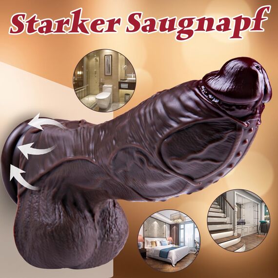 7,8 cm Durchmesser riesiger schwarzer Dildo, 26,5 cm realistischer, übergroßer dicker Dildo, Saugfuß langer Dildo, XXL übergroßer Dildo, anale breite Dildo, geeignet für erfahrene Männer und Frauen