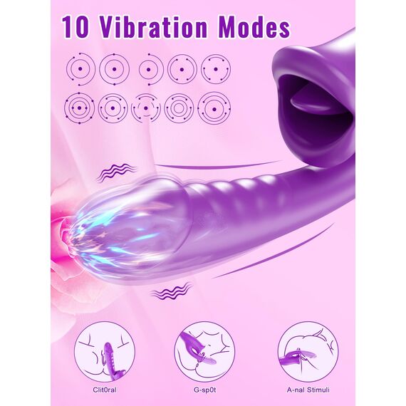 Zungen Sexspielzeug realistische Dildo Vibratoren, G Punkt Vibrator für Frauen Klitoris-Vibrator 10 Vibrationen 10 Zungenlecken, Nippel Klitoris Stimulator Sexspielzeug für Erwachsene für Frauen Paare