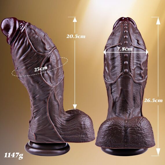 7,8 cm Durchmesser riesiger schwarzer Dildo, 26,5 cm realistischer, übergroßer dicker Dildo, Saugfuß langer Dildo, XXL übergroßer Dildo, anale breite Dildo, geeignet für erfahrene Männer und Frauen