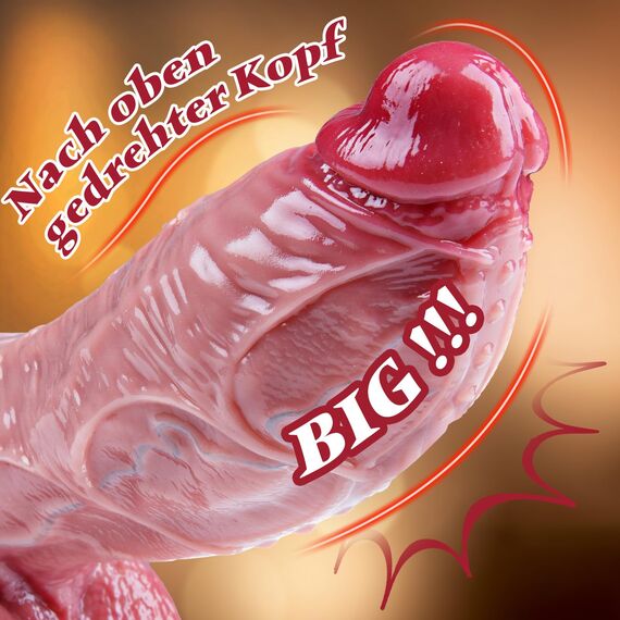Extra dicker großer Dildo mit 7,7 cm Durchmesser, realistisch aussehender Silikondildo mit Saugnapf, gebogenes, großes, pralles Sexspielzeug und G-Punkt-Analdildo für erfahrene Männer,Frauen und Paare