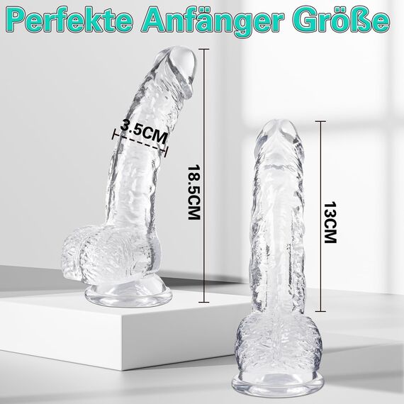 Realistischer Dildo mit Starkem Saugnapf, Wakelust 18CM Anfänger Dildo mit Echten Venen und Prallen Hoden Sexspielzeug für Frauen und Männer Weich Silikon Analdildo Penis Nachbildung (Transparenter)