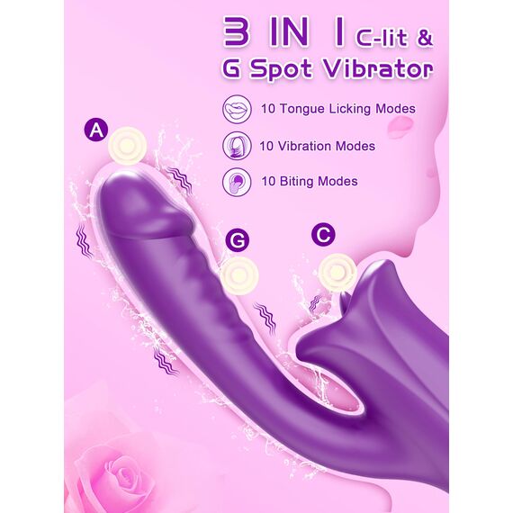 Zungen Sexspielzeug realistische Dildo Vibratoren, G Punkt Vibrator für Frauen Klitoris-Vibrator 10 Vibrationen 10 Zungenlecken, Nippel Klitoris Stimulator Sexspielzeug für Erwachsene für Frauen Paare