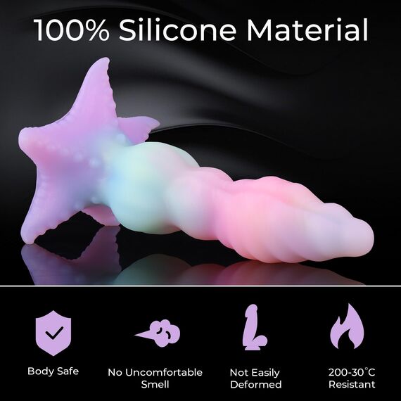 Wildolo Fantasy Silikon-Dildo, 9,84 Zoll Knotendildo mit Seestern-Saugnapf, im Dunkeln leuchtender Silikon-Dildo für Männer, Frauen und Paare