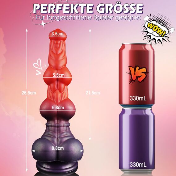 Fantasy Dildo mit Knot, 26.5cm Groß Horse Monster Dildo mit Starkem Saugnapf für Alien Sex, Pferde Analplug# für Männer XXL, Sex Spielzeug für die Frau Männer