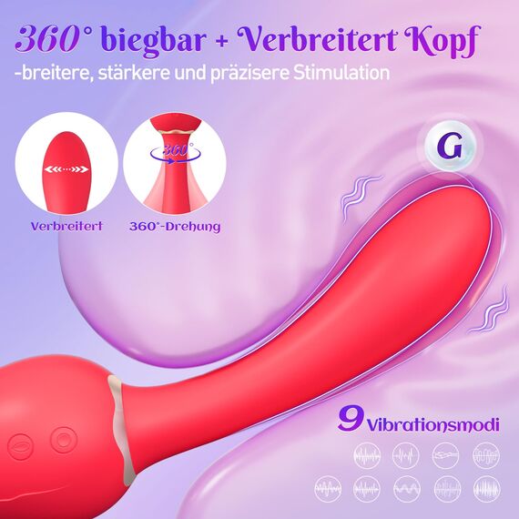 Cacuola Vergrößerte Echtheitszunge Vibrator Dildo, 360° Biegbar Sex Spielzeug für die Frau Paare, 9 Vibration für Frauen, Verbreitert Kopf G Vibratorensets für Frauen, Sexspielzeug für Frauên Solo