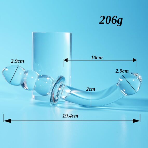 Analperlen Kristallglas gebogener Luststab, doppelendiger Analplug, kleiner G-Punkt-Dildo, Anfänger-Massagegerät, männlicher und weiblicher Masturbations-Penis-Analplug, geeignet für Männer und Frauen