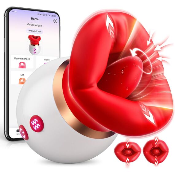 3 IN 1 Mund-Vibrator mit 360° Rotierende Zunge & Saugfunktion-Klitoris Vibration für Frauen mit APP Steuerung AI-Chat, Soft Lips Realistische Zungensimulation Sex Spielzeug für die Frau Paare Sex Toys