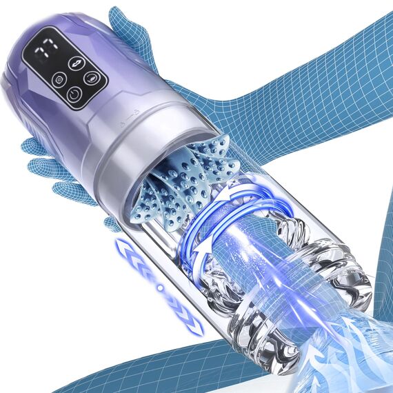 Elektrischer Masturbator Masturbieren für Männer 7 Teleskop & Rotation & Vibration & Saugen Sexspielzeug für die Männer Zungenlecken Blowjob Taschenmuschi Masturbatoren Penis Massage