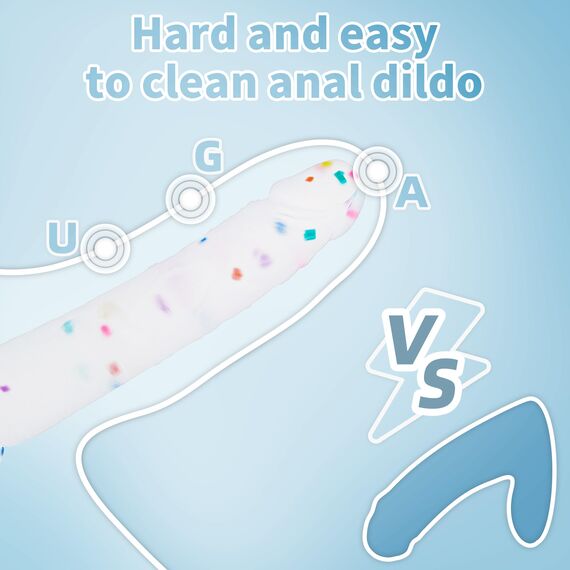 23cm Confetti Silikon Dildo mit Realistische Design, Flacher Saugfuß für Bequemes Spielen ohne Hände, Anal Dildo für Vagina, G-Spot und Prostata