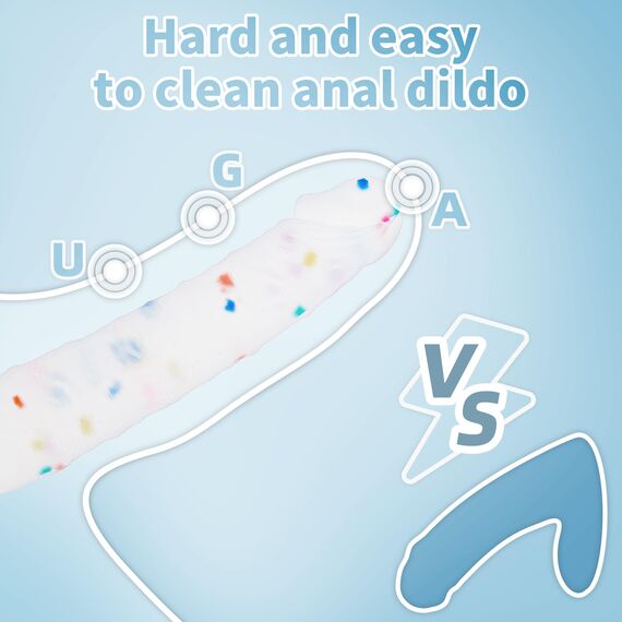 20cm Confetti Silikon Dildo mit Realistische Design, Flacher Saugfuß für Bequemes Spielen ohne Hände, Anal-Dildo für Vagina, G-Spot und Prostata