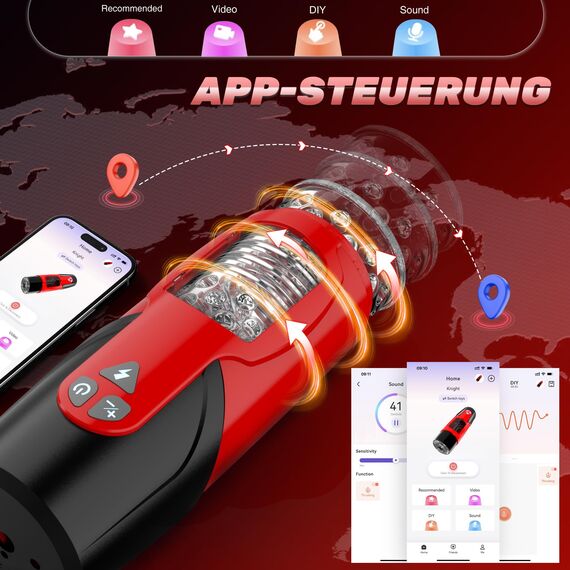 Pangpangmi Elektrischer Masturbator Masturbieren für Männer, Sex Spielzeug für die Männer mit 7 Modi Teleskopfunktion und Rotation, App-Steuerung Masturbatoren Taschenmuschi Penis Sexspielzeug