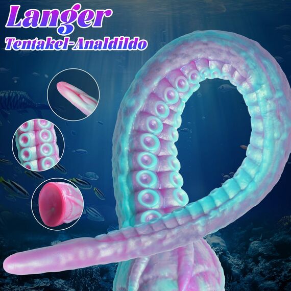 Wakelust 50CM Flüssiges Silikon Dildo Monster Fantasy Dildo mit Starkem Saugnapf Realistischer Oktopus-Tentakel Dildo für Sie G-Punkt Anal Plug Erotik Sexspielzeug für Männer Frauen Paare(LilaBlau)