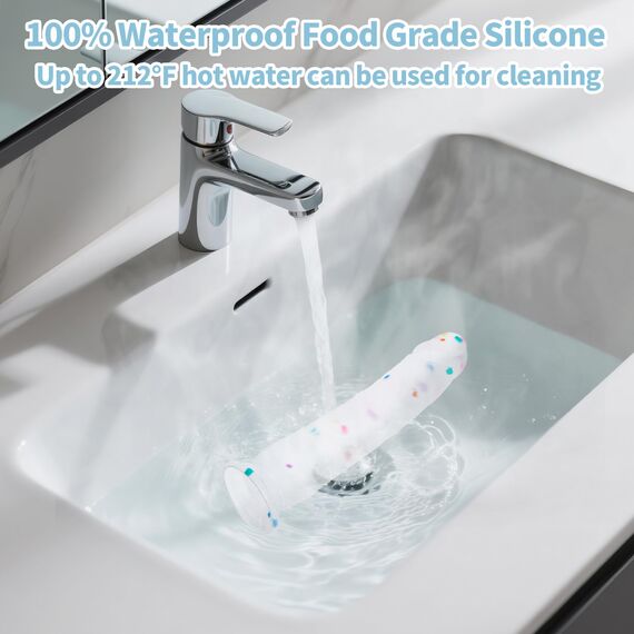 23cm Confetti Silikon Dildo mit Realistische Design, Flacher Saugfuß für Bequemes Spielen ohne Hände, Anal Dildo für Vagina, G-Spot und Prostata