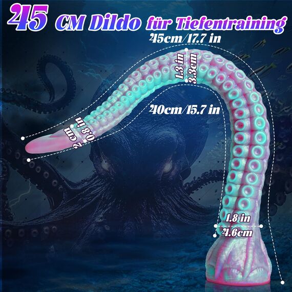 Wakelust 40CM Flüssiges Silikon Dildo Monster Fantasy Dildo mit Starkem Saugnapf Realistischer Oktopus-Tentakel Dildo für Sie G-Punkt Anal Plug Erotik Sexspielzeug für Männer Frauen Paare(LilaBlau)