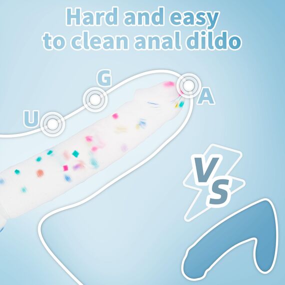 18cm Confetti Silikon Dildo mit Realistische Design, Flacher Saugfuß für Bequemes Spielen ohne Hände, Anal-Dildo für Vagina, G-Spot und Prostata